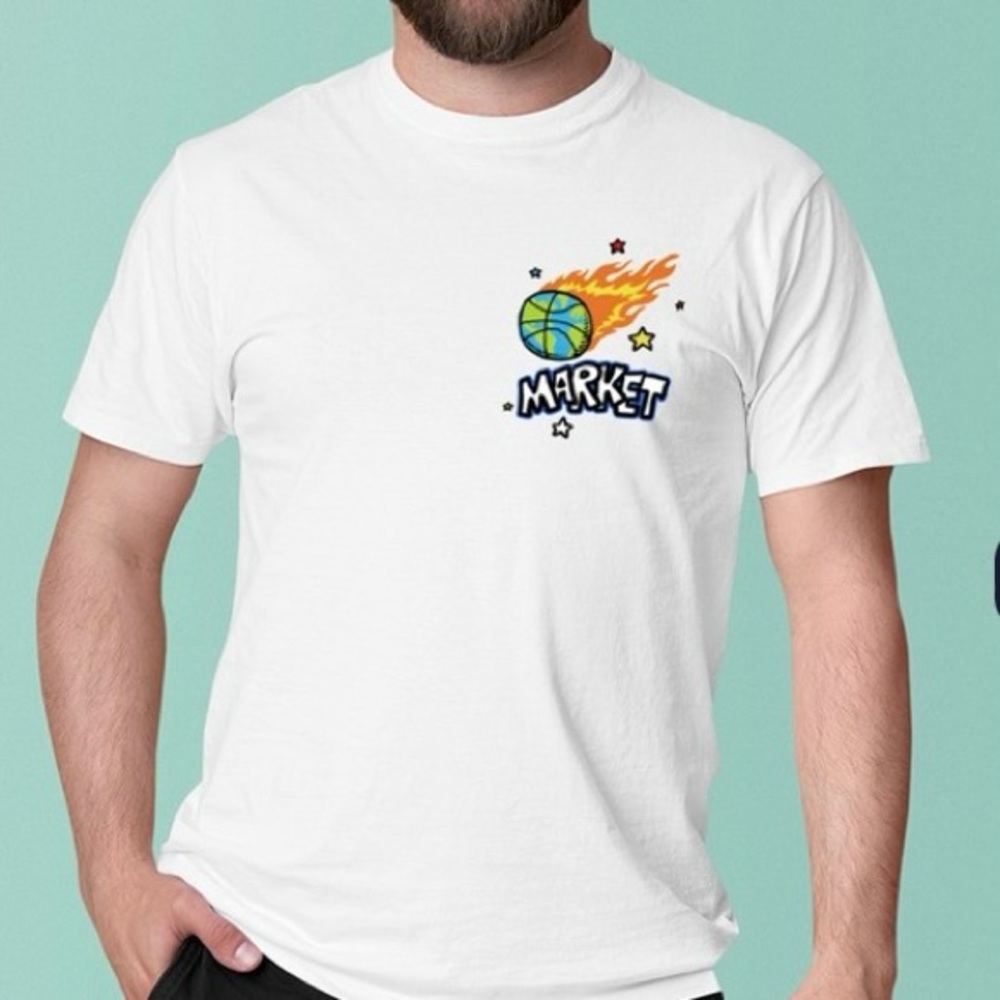 MARKET Basketball Dream Team White Cotton Tee Shirt XXL Fire Streetwear Graphic